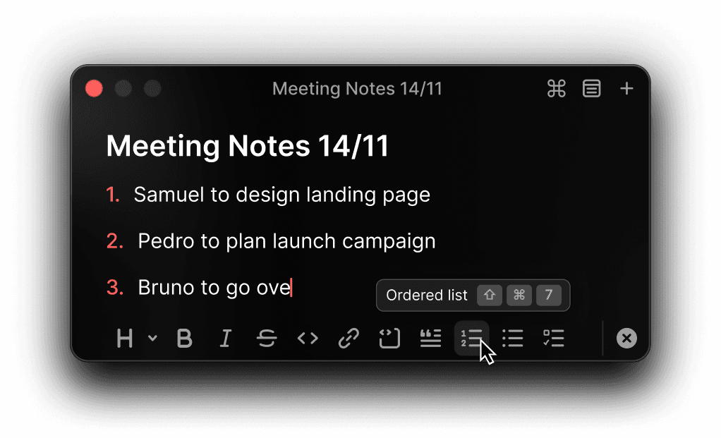 Raycast Notes floating window with meeting notes